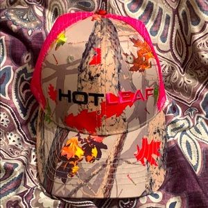 A hot leaf brand snap back hat.